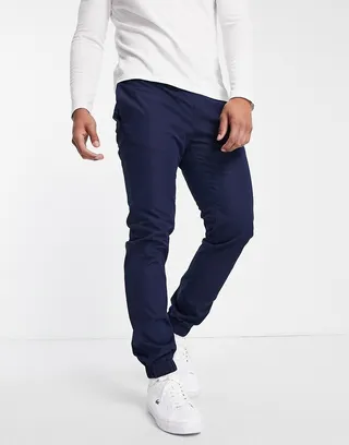 Topman skinny pants with elasticated waist in navy