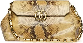 Snakeskin-Print Leather Shoulder Bag