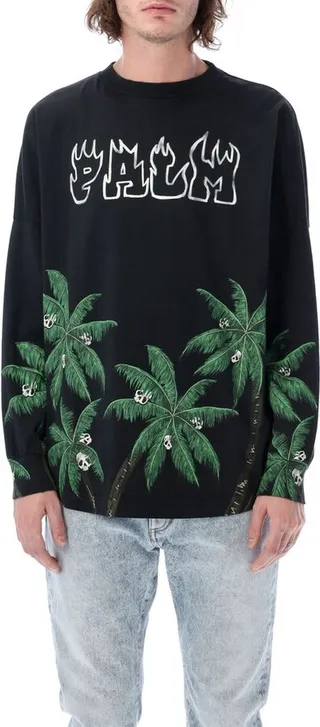 Palm Angels Palm Skull Printed Crewneck T-Shirt