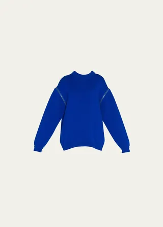 Zipper Crewneck Cashmere Top