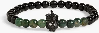 Stainless steel beaded agate bracelet