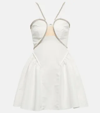 Crystal-trimmed minidress