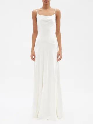 Nadiana Lace-up Back Silk-satin Gown