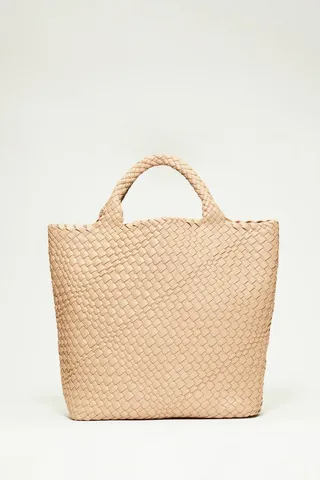 Woven Vegan Leather Tote