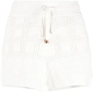 Open-Knit Drawstring Shorts