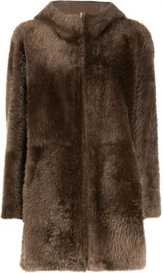 Hooded Shearling Coat