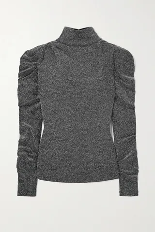 Isabel Marant Étoile - Baiola Metallic Stretch-jersey Turtleneck Blouse - Silver
