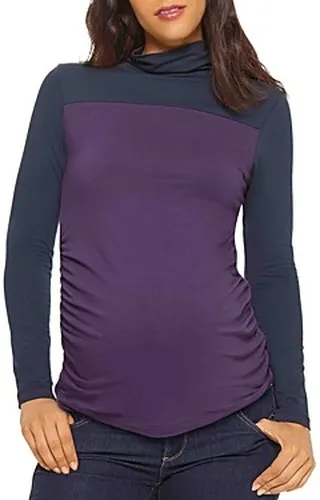 Stowaway Collection Color Blocked Turtleneck Maternity Top