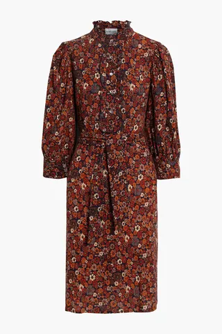 Paoli belted floral-print cotton dress