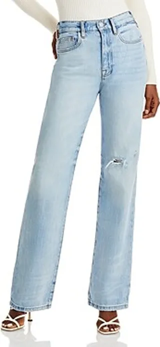 Frame Le Jane Distressed High Rise Straight Leg Jeans in Winslow