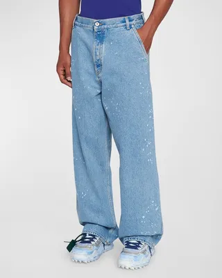 Mens Wide-Leg Paint Jeans