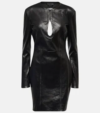 Cutout leather minidress