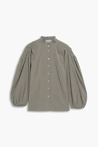 Eugenie gathered striped cotton blouse