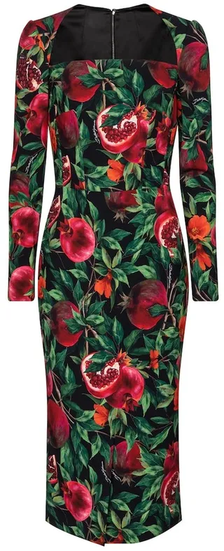Pomegranate-printed midi dress
