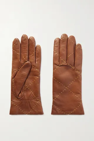 Agnelle - Cashmere-lined Leather Gloves - Brown