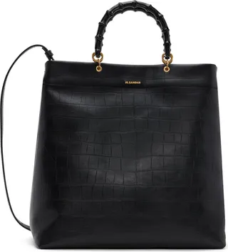 Jil Sander Black Medium Leather Tote