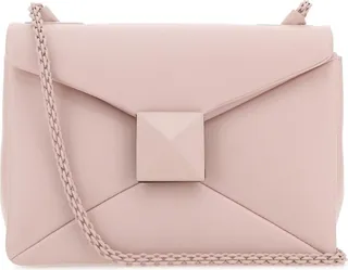 Rose quartz Light Pink Nappa Leather One Stud Shoulder Bag from Valentino Garavani Shoulder bag realized in lamb nappa leather enriched by maxi metal stud at the front.
