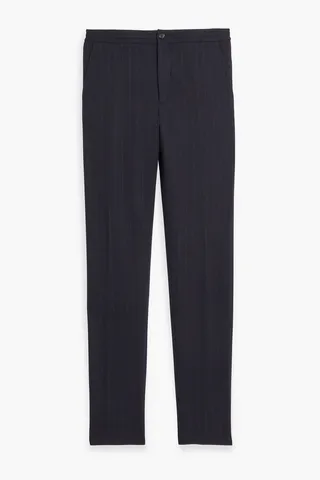 Tapered pinstriped wool pants