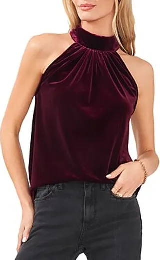 1.state Halter Tie Back Top