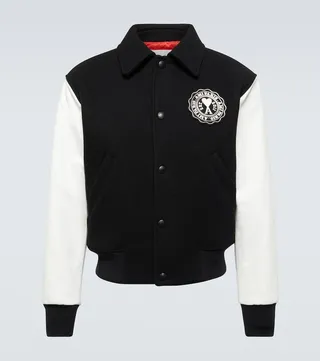 Ami De Cour wool and leather varsity jacket