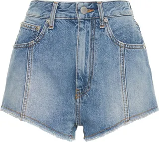 High waist cotton denim mini shorts