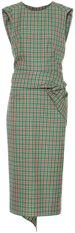 Checked cotton-blend midi dress