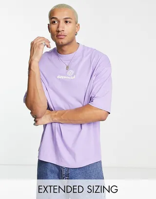 ASOS Daysocial oversized t-shirt with chest logo in violet