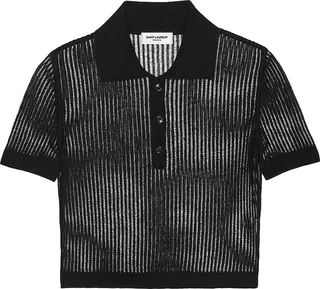 Sheer Cropped Polo Shirt