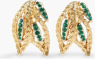 Gold-tone crystal clip earrings