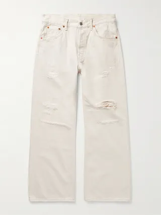 2021M Straight-Leg Distressed Jeans