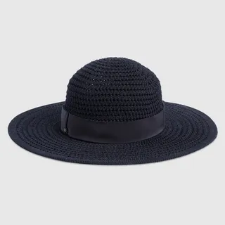 Crochet cotton wide-brimmed hat