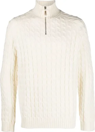Henley cable-knit jumper