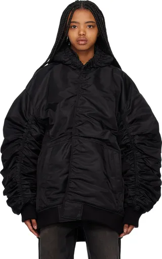 We11done Black Twisted Bomber Jacket