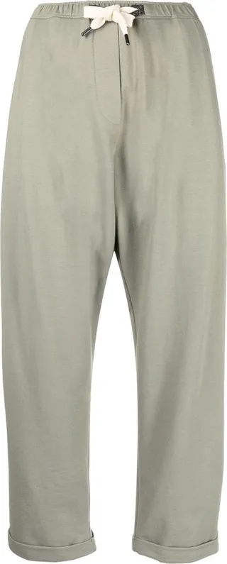 Drawstring Cropped Cotton Trousers