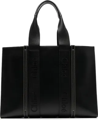 Woody large leather tote bag