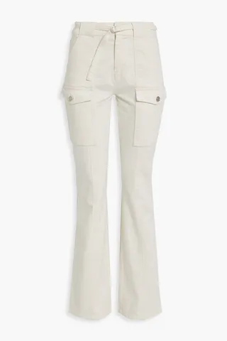 Belted high-rise bootcut jeans