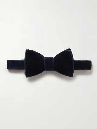 Pre-Tied Cotton-Velvet Bow Tie