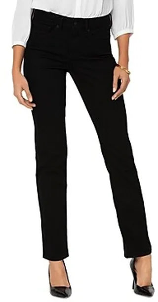 Nydj Marilyn High Rise Straight Leg Jeans in Black