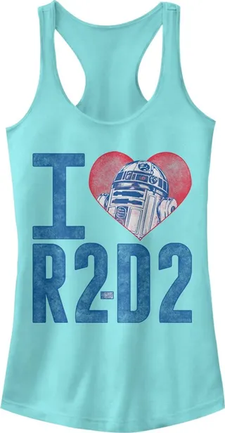 Junior's Star Wars I Love R2-D2 Racerback Tank Top - Cancun - Medium
