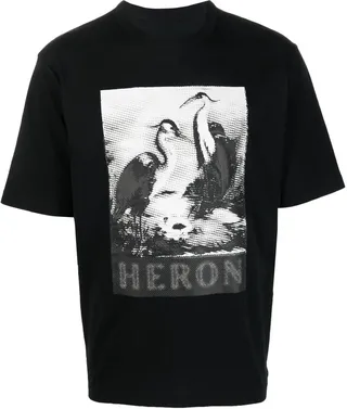 heron-print T-shirt