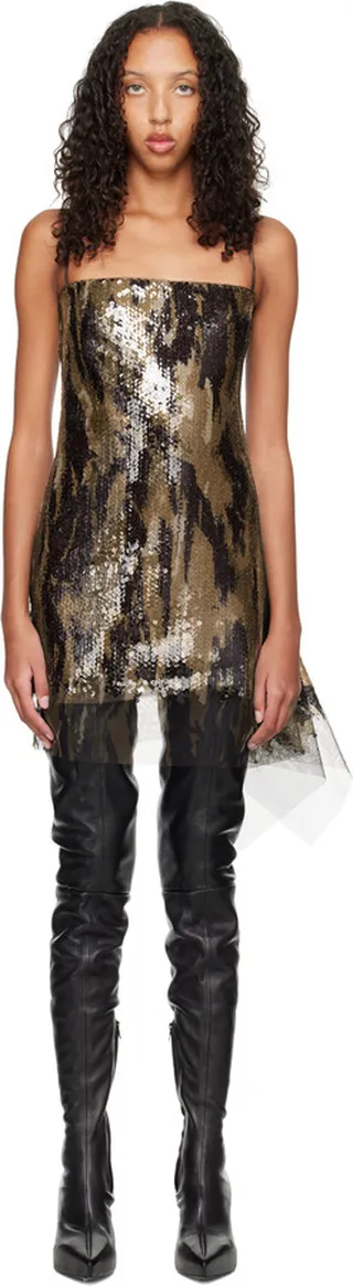 Dion Lee Brown Vertical Horizon Minidress