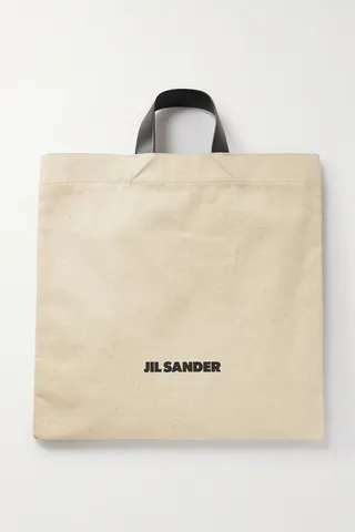 Jil Sander - Leather-trimmed Canvas Tote - Neutrals