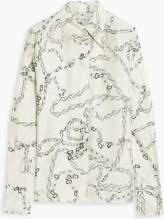 Printed silk-twill shirt