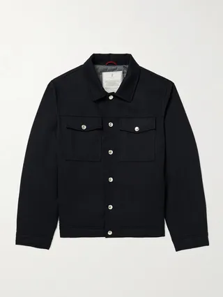 Padded Brushed-Wool Trucker Jacket