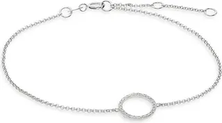 14K White Gold & Diamond Circle Bracelet