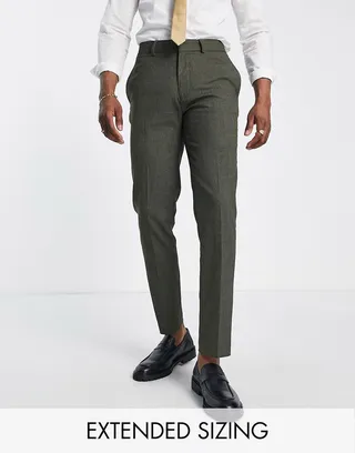 ASOS DESIGN wedding skinny suit trousers in forest green micro texture