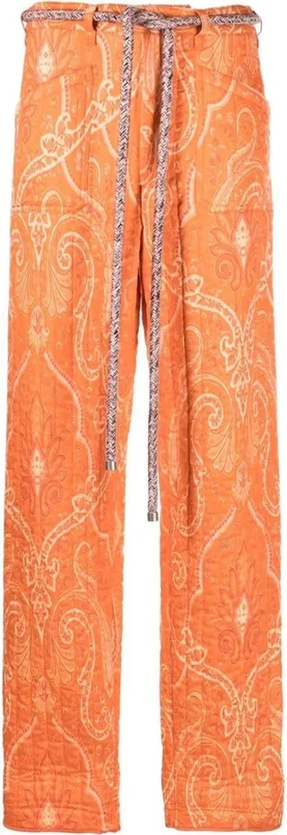 Paisley-Print Straight-Leg Trousers