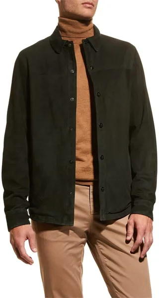 Men's Solid Suede Overshirt