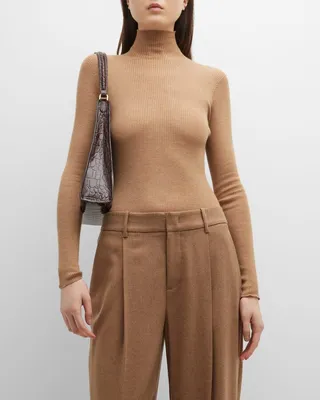 Seamless Turtleneck Wool-Silk Sweater