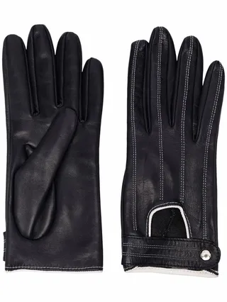 Stitch-Detail Leather Gloves